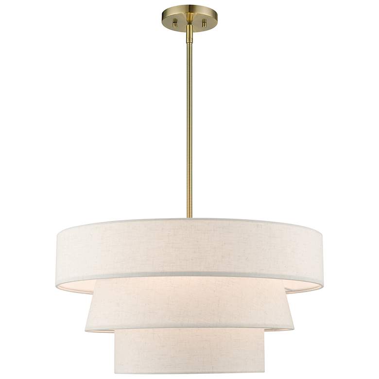 Image 2 Livex Chandler 23" Wide Antique Brass 3-Tier Drum Pendant