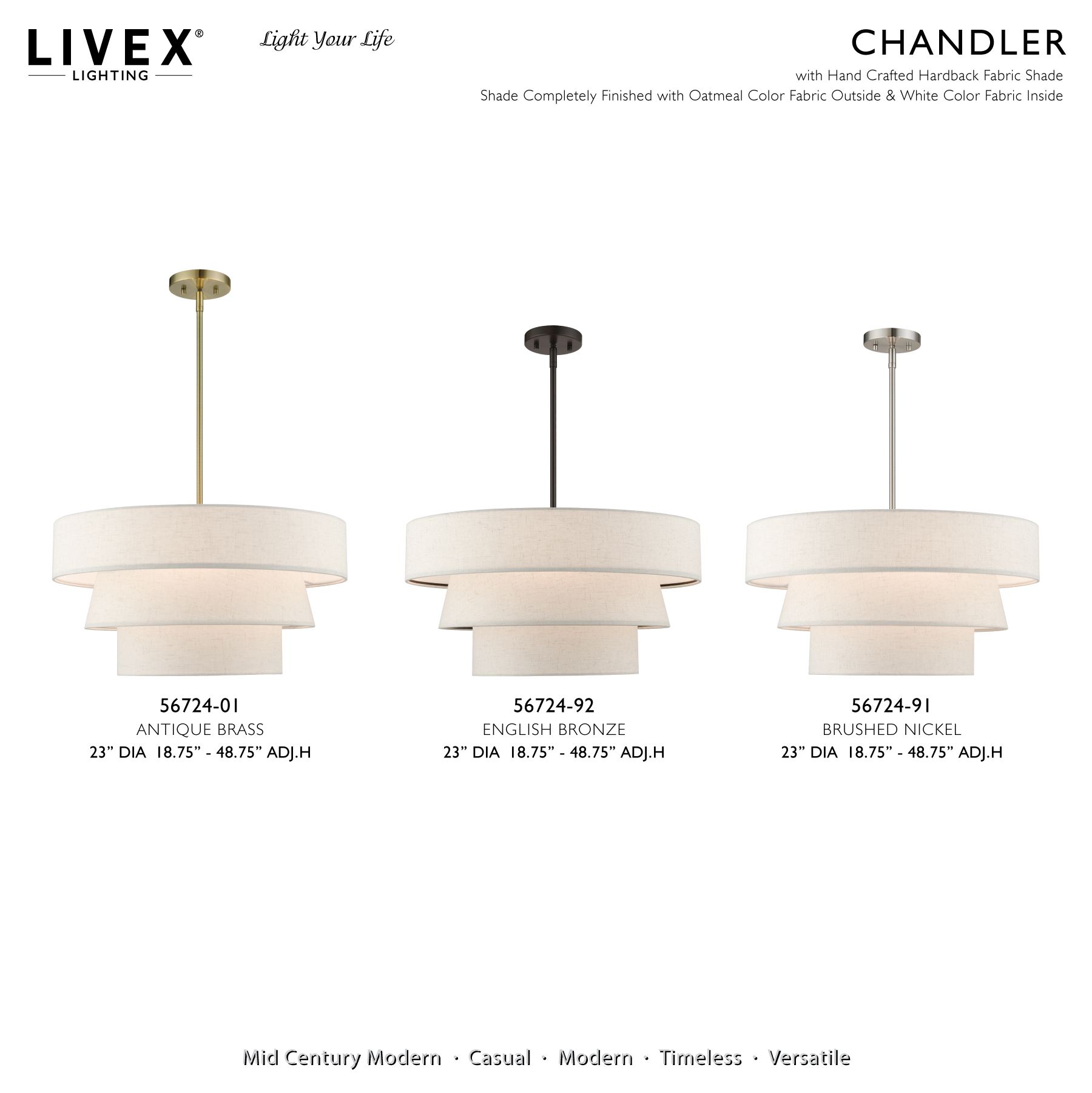 Livex Chandler 23" Wide Antique Brass 3-Tier Drum Pendant