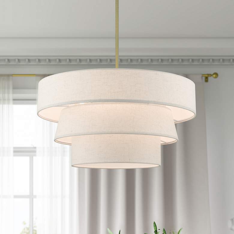 Image 1 Livex Chandler 23" Wide Antique Brass 3-Tier Pendant Light