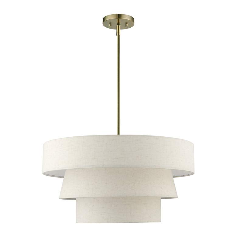 Image 3 Livex Chandler 23" Wide Antique Brass 3-Tier Pendant Light more views