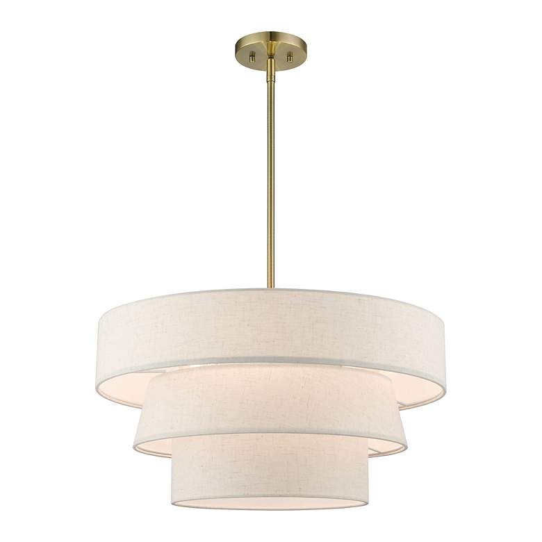 Image 4 Livex Chandler 23" Wide Antique Brass 3-Tier Pendant Light more views