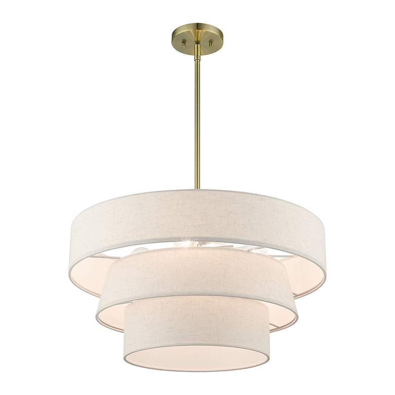 Image 5 Livex Chandler 23" Wide Antique Brass 3-Tier Pendant Light more views