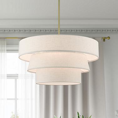 Livex Chandler 23" Wide Antique Brass 3-Tier Drum Pendant