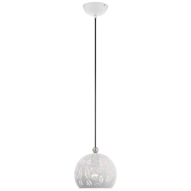 Image 2 Livex Chantily 8" Wide White Metal Globe Mini Pendant Light