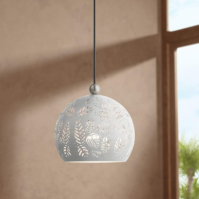 Image 1 Livex Chantily 8" Wide White Metal Globe Mini Pendant Light