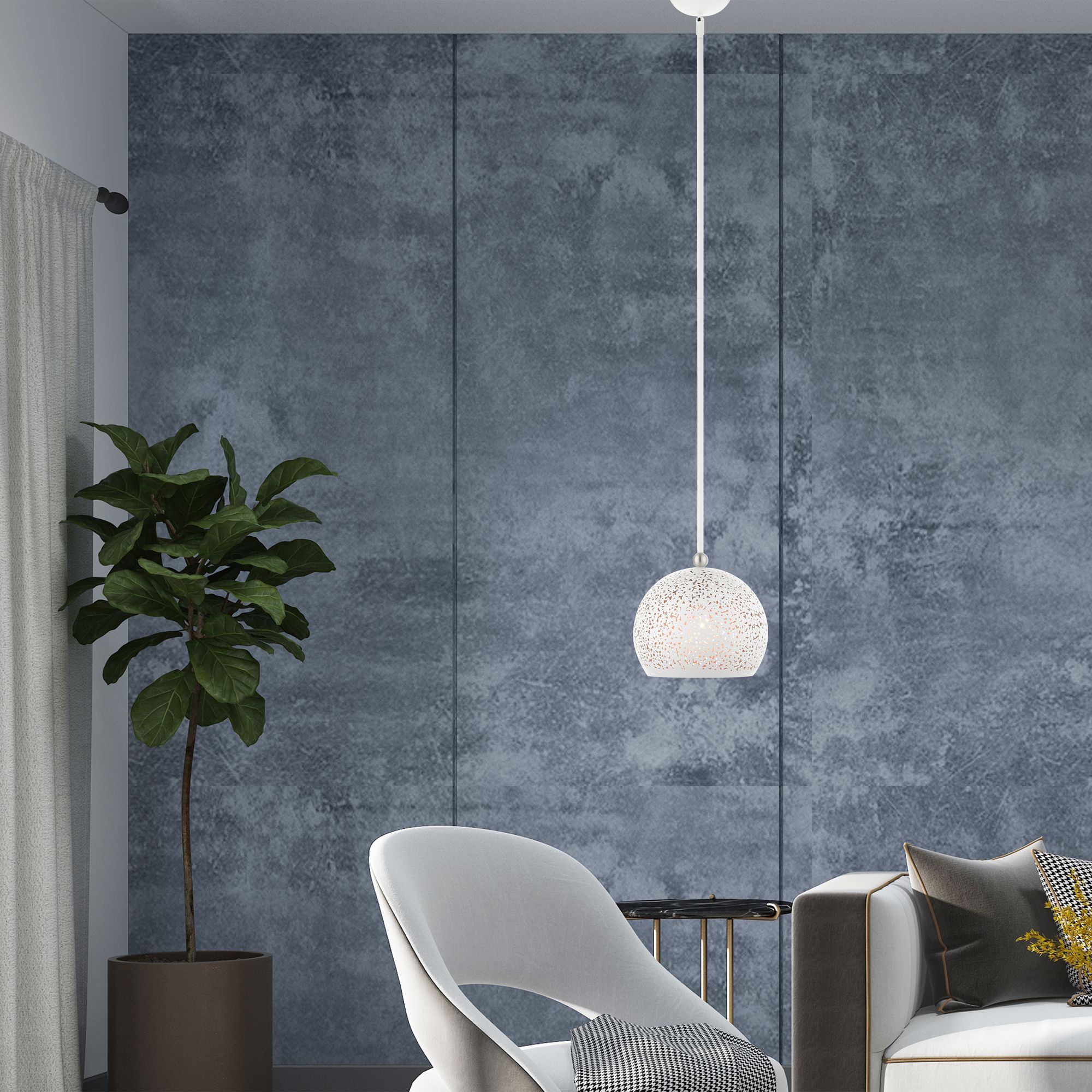 Livex Charlton 10" Wide White Dome Mini Pendant