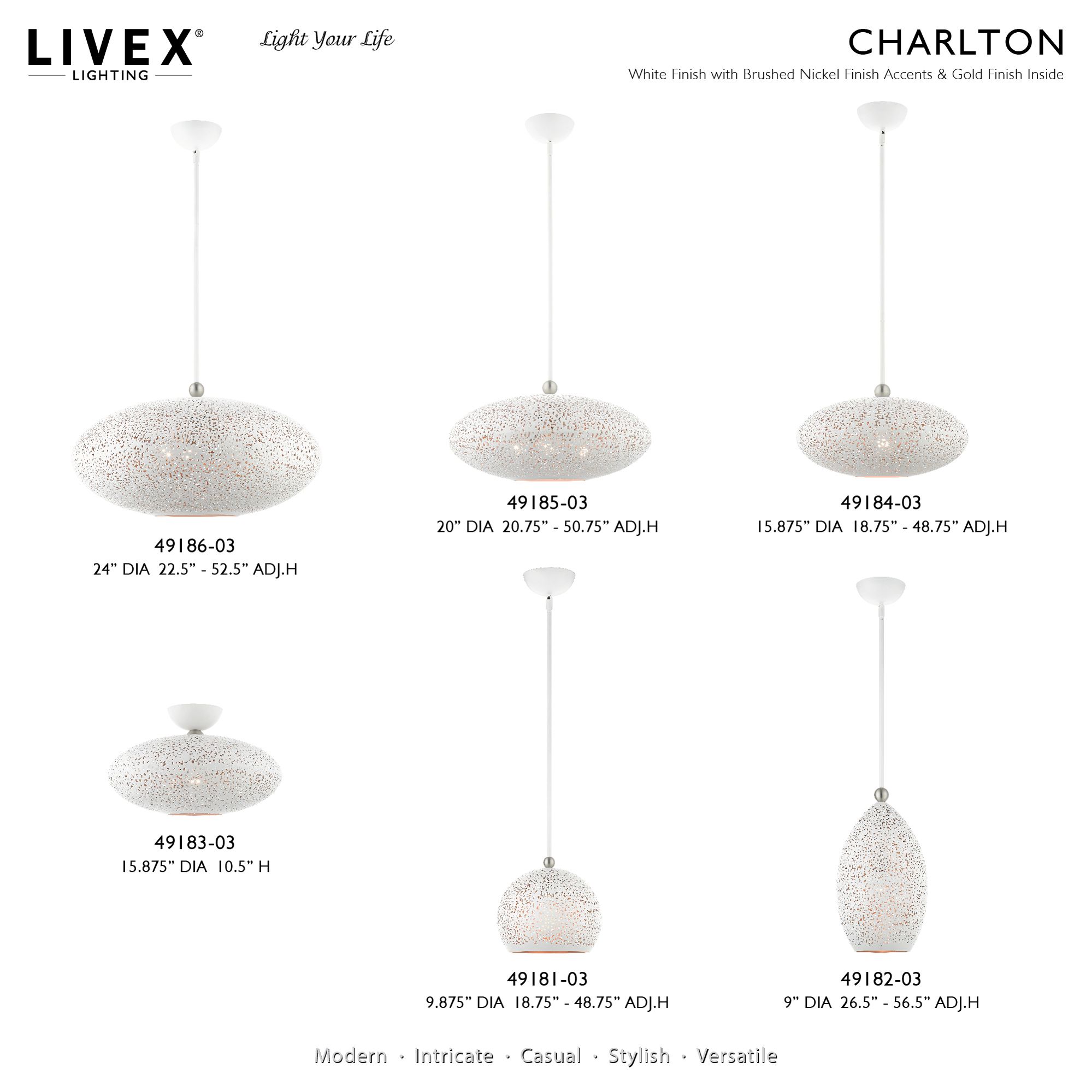 Livex Charlton 10" Wide White Dome Mini Pendant