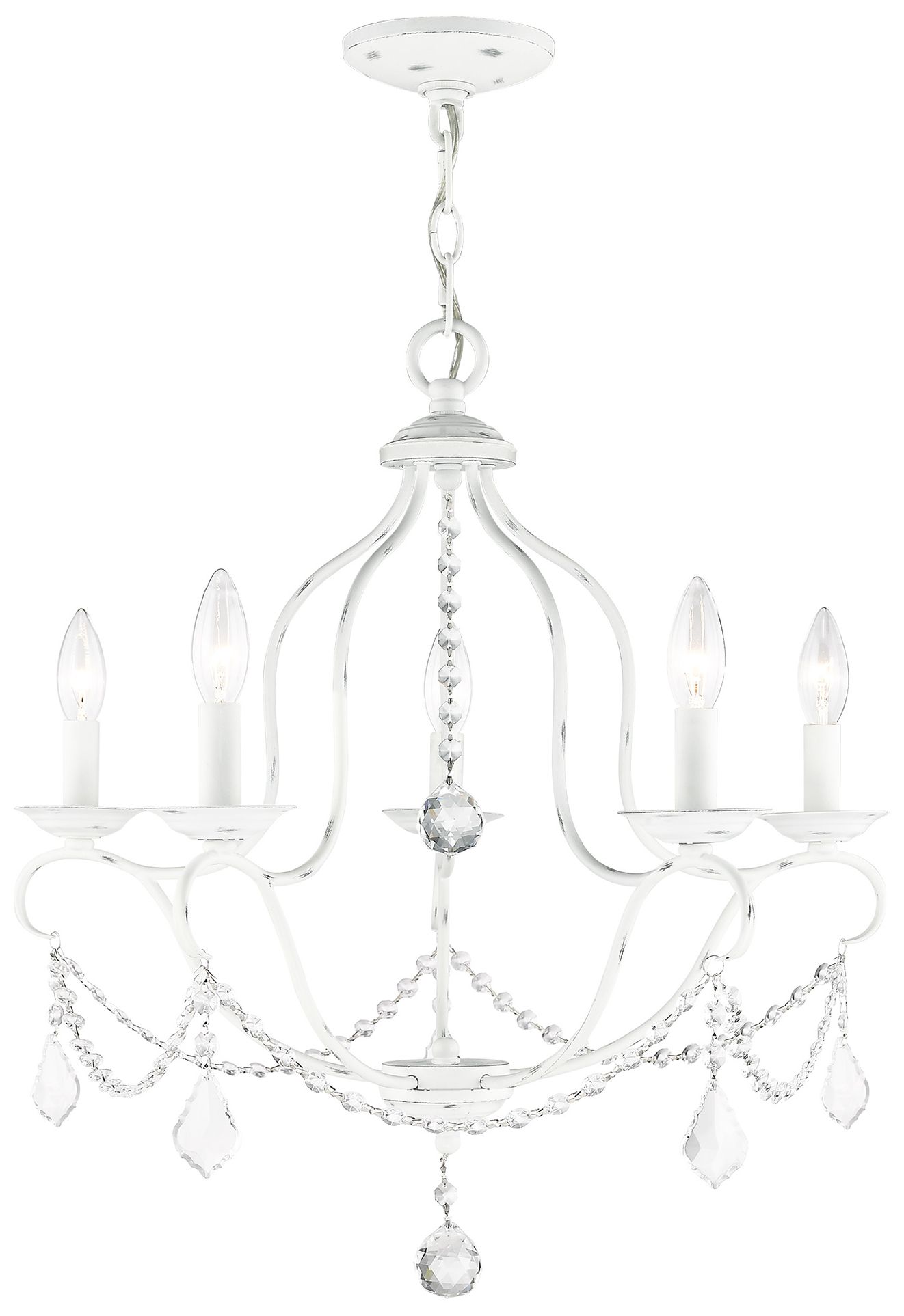 Livex Chesterfield 22" Wide Antique White 5-Light Chandelier