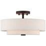 1_Livex Claremont 15" Wide English Bronze Semi-Flush Drum Ceiling Light