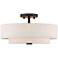 Livex Claremont 15" Wide English Bronze Semi-Flush Drum Ceiling Light