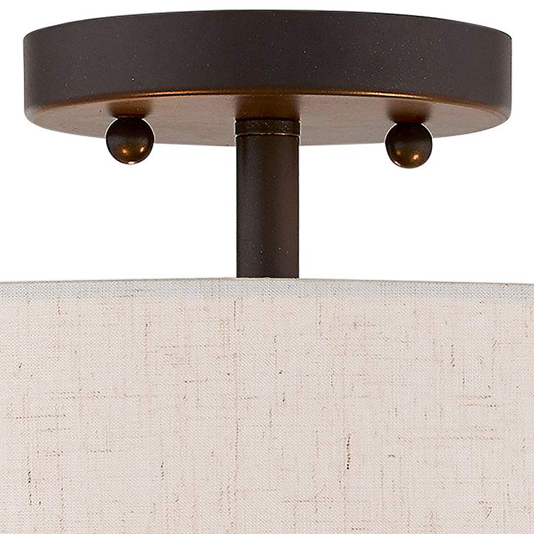 Image 3 Livex Claremont 15" Wide English Bronze Semi-Flush Drum Ceiling Light more views