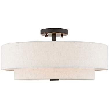 Livex Claremont 18" Bronze Double Shade Semi-Flush Ceiling Light