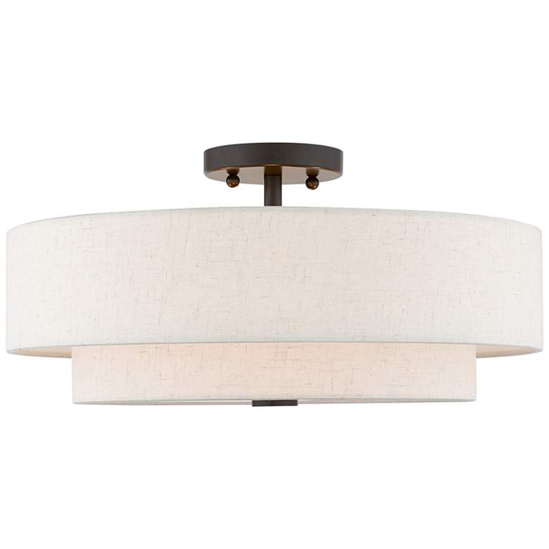 Image 1 Livex Claremont 18" Bronze Double Shade Semi-Flush Ceiling Light