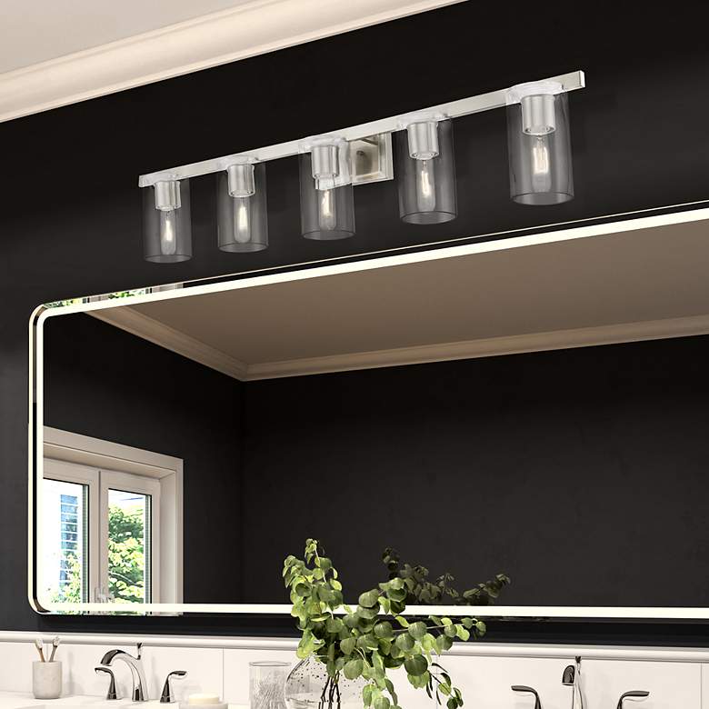 Image 1 Livex Clarion 42" Wide Brushed Nickel 5-Light Bath Light