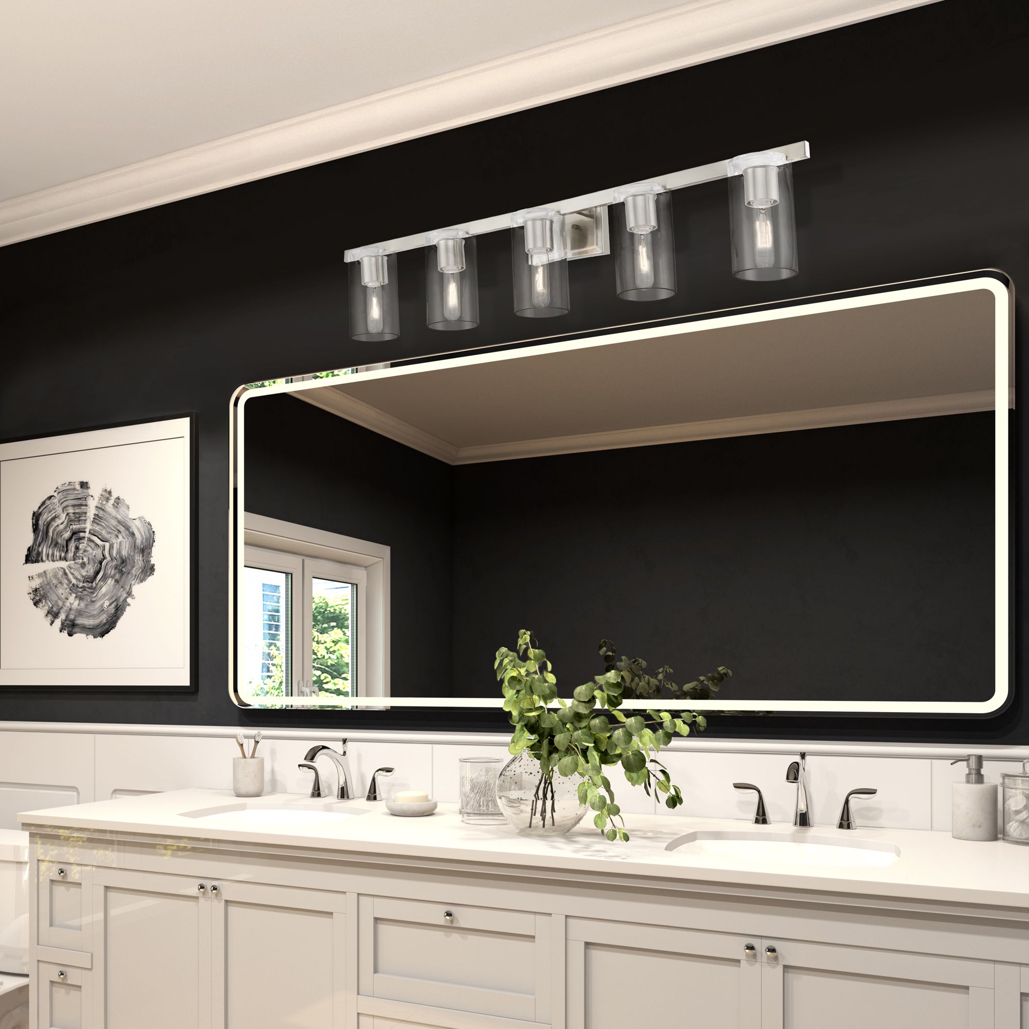 Livex Clarion 42" Wide Brushed Nickel 5-Light Bath Light