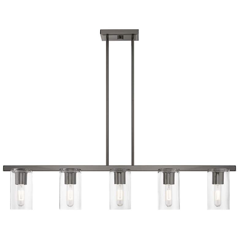 Image 2 Livex Clarion 42"W Black Chrome 5-Light Linear Chandelier