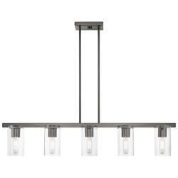 Livex Clarion 42"W Black Chrome 5-Light Linear Chandelier
