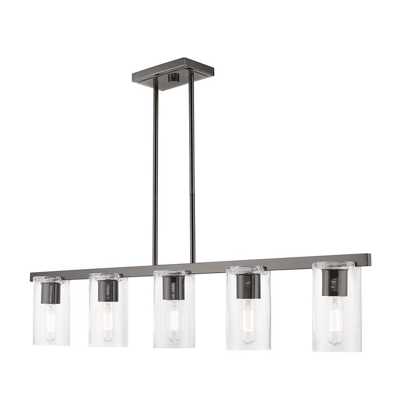 Image 5 Livex Clarion 42"W Black Chrome 5-Light Linear Chandelier more views
