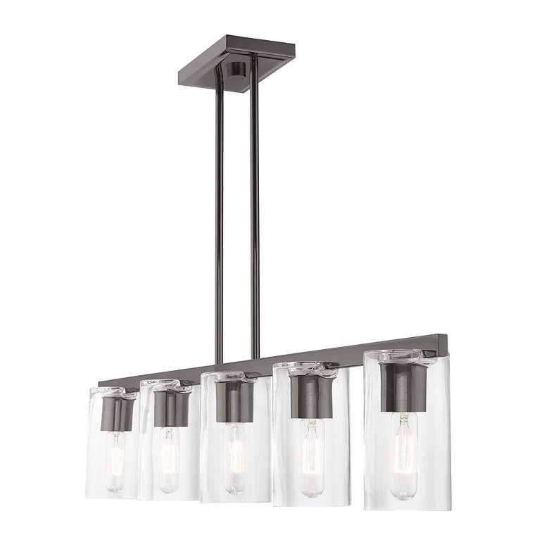 Image 6 Livex Clarion 42"W Black Chrome 5-Light Linear Chandelier more views