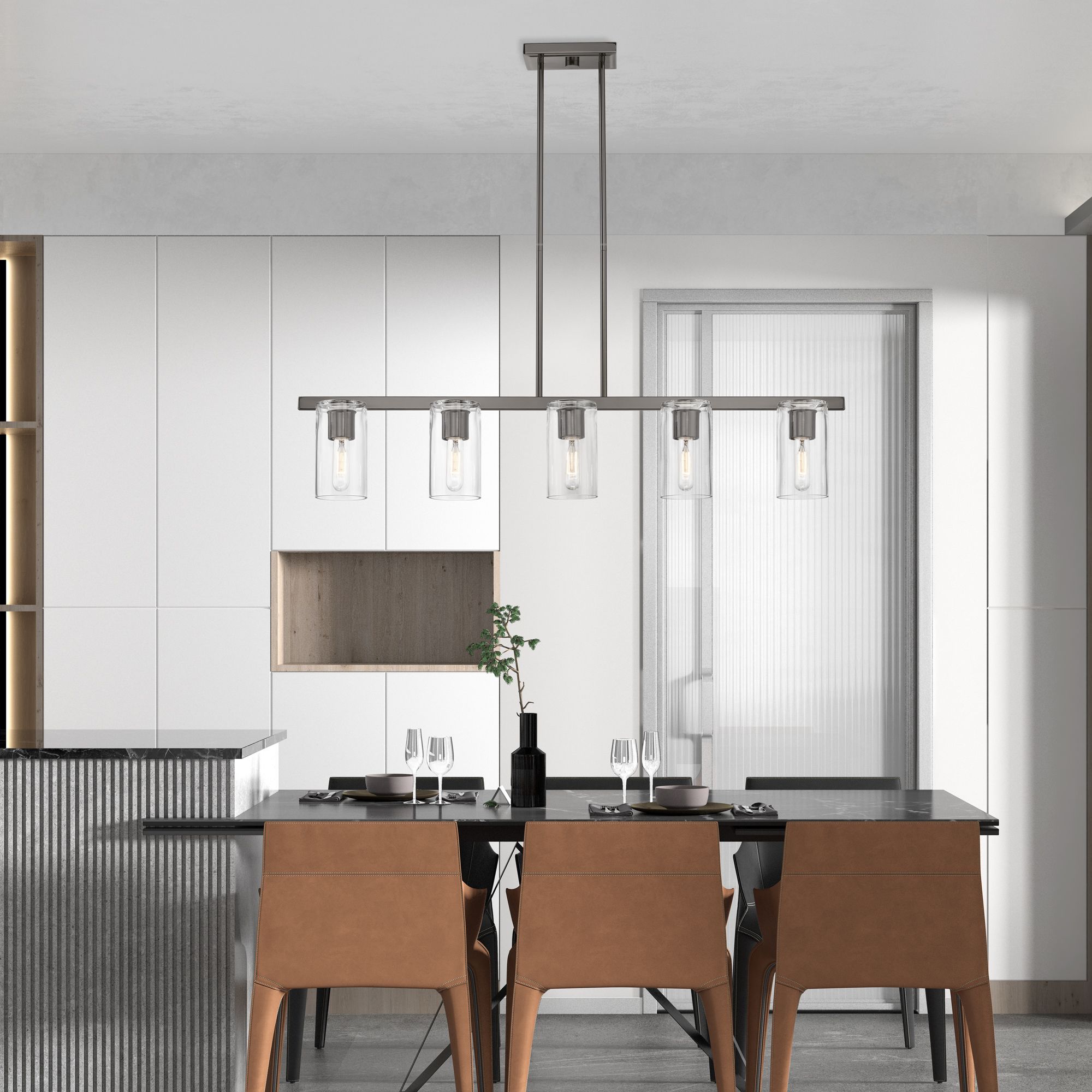 Livex Clarion 42"W Black Chrome 5-Light Linear Chandelier