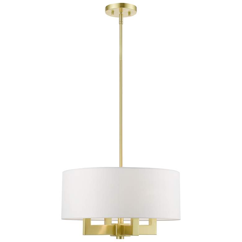 Image 2 Livex Cresthaven 18" Wide Satin Brass Drum Chandelier
