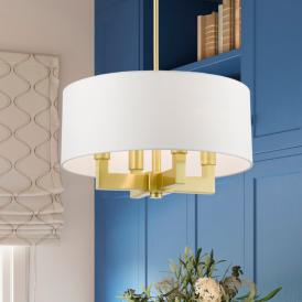 Livex Cresthaven 18" Wide Satin Brass Drum Chandelier Livex Cresthaven 18" Wide Satin Brass Drum Chandelier