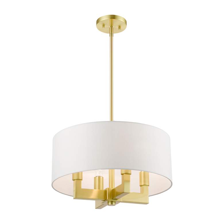 Image 5 Livex Cresthaven 18" Wide Satin Brass Drum Chandelier more views