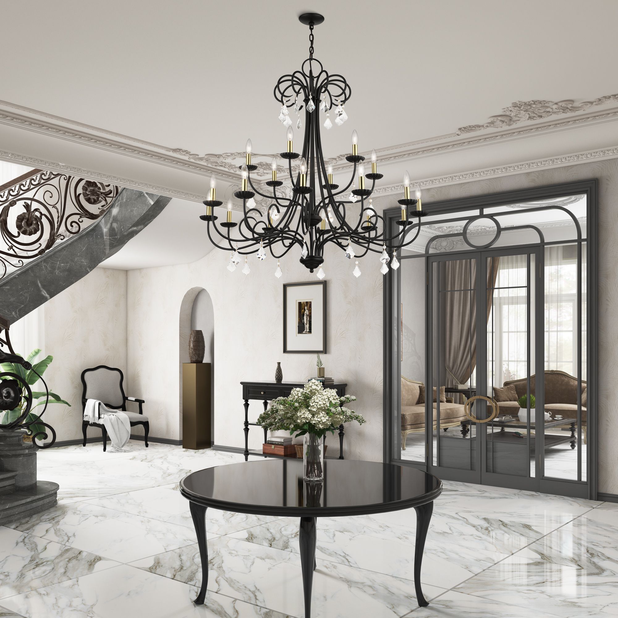 Livex Daphne 42" Wide Black 18-Light Chandelier