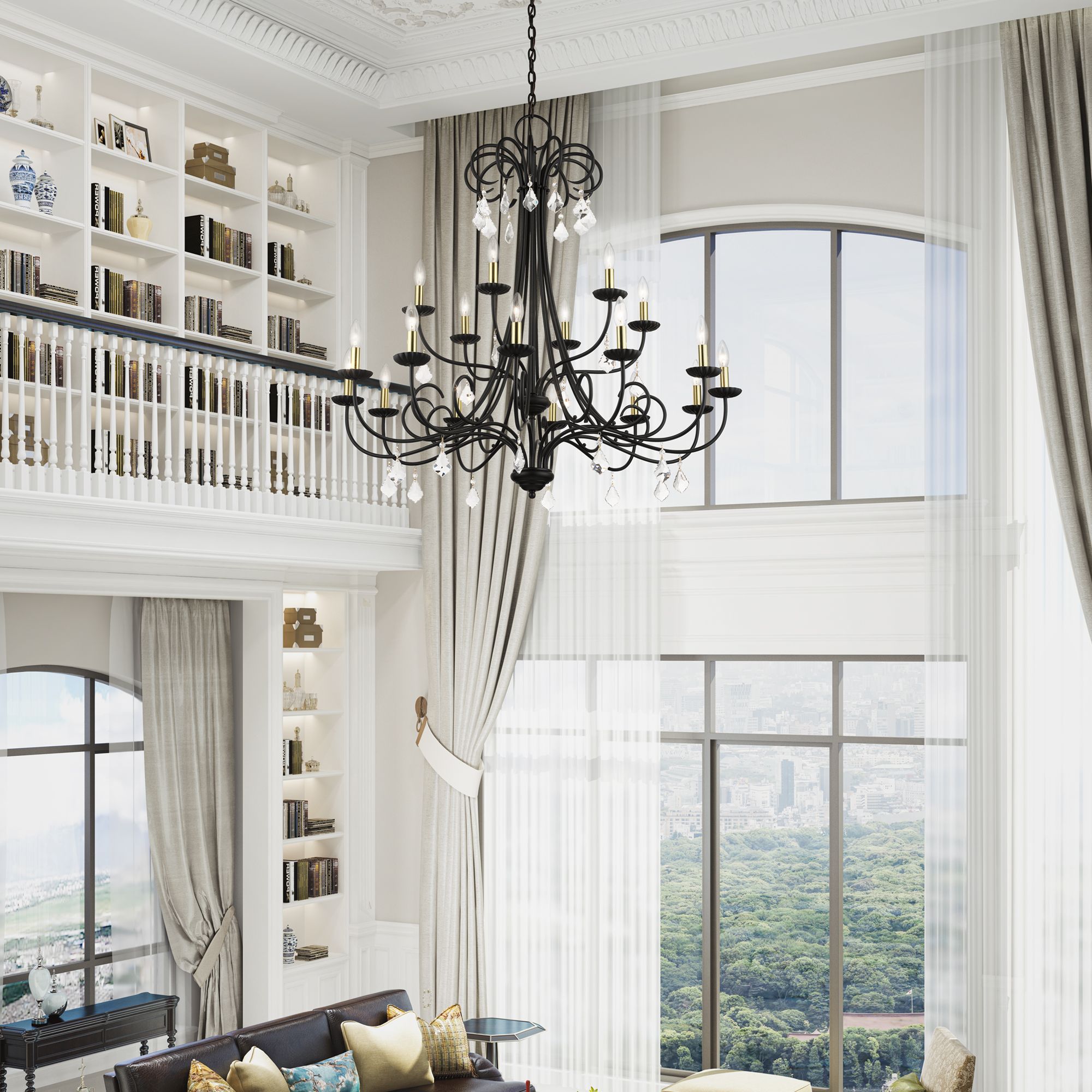 Livex Daphne 42" Wide Black 18-Light Chandelier