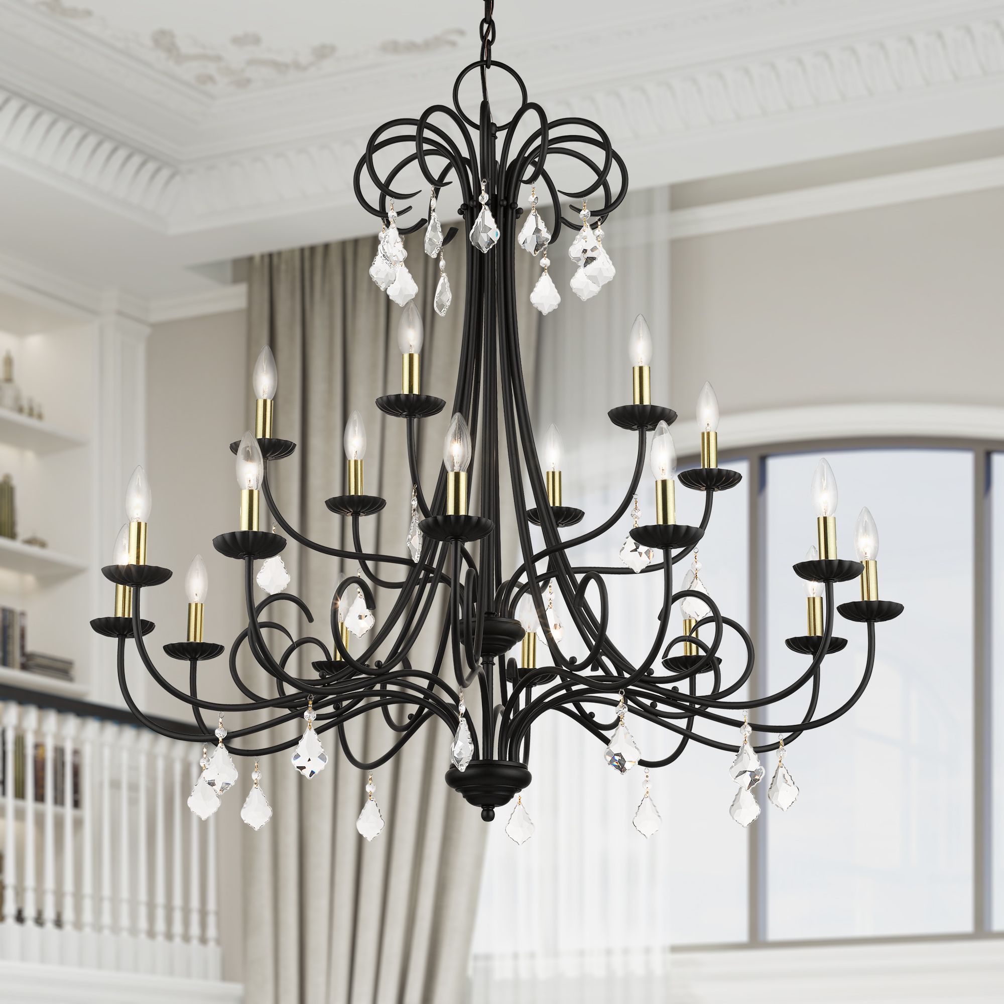 Livex Daphne 42" Wide Black 18-Light Chandelier