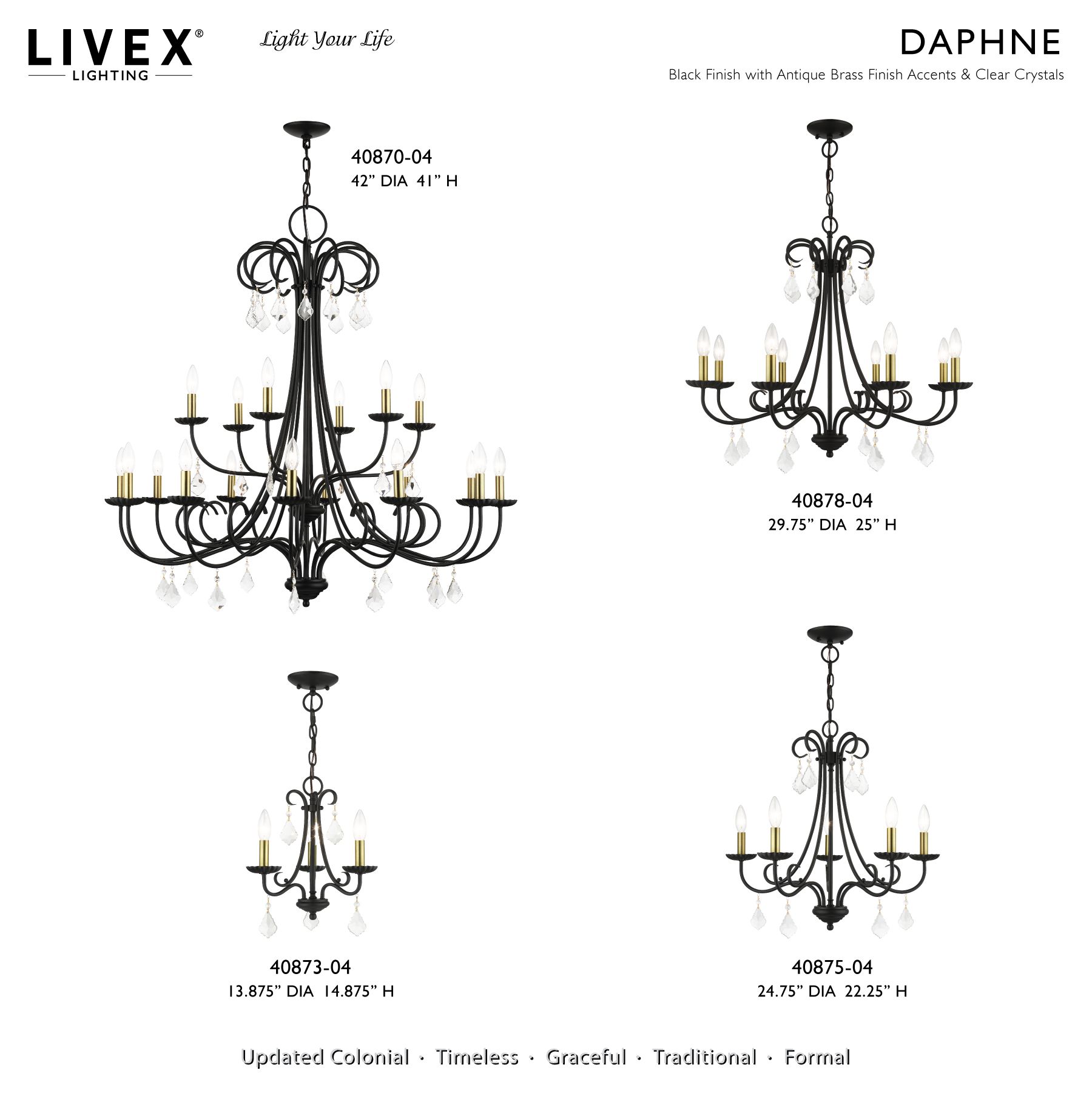 Livex Daphne 42" Wide Black 18-Light Chandelier