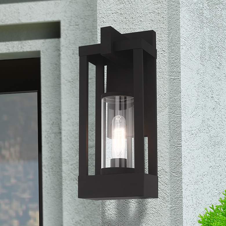 Image 1 Livex Delancey 16" High Black Outdoor Wall Light