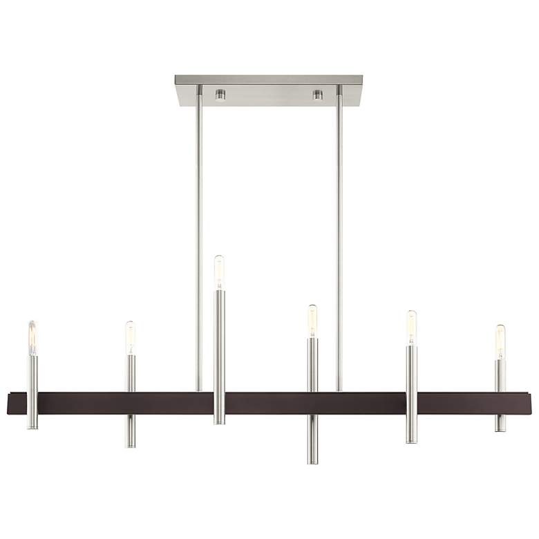 Image 2 Livex Denmark 40"W Brushed Nickel 6-Light Linear Chandelier
