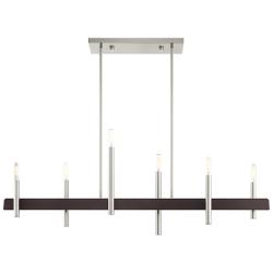 Livex Denmark 40"W Brushed Nickel 6-Light Linear Chandelier