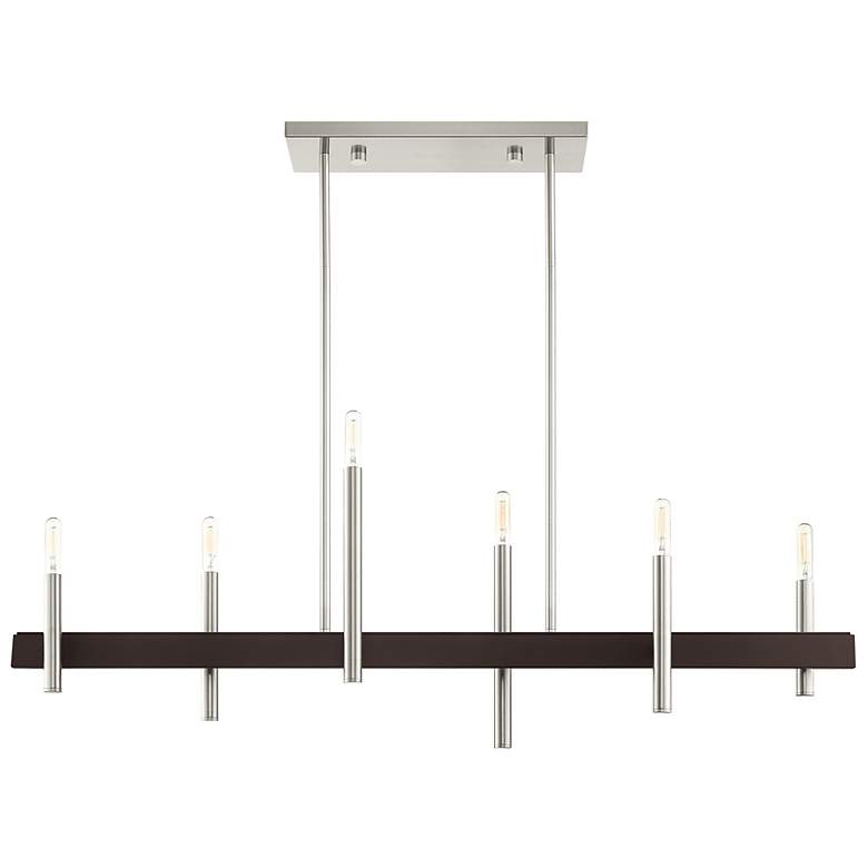 Image 4 Livex Denmark 40"W Brushed Nickel 6-Light Linear Chandelier more views