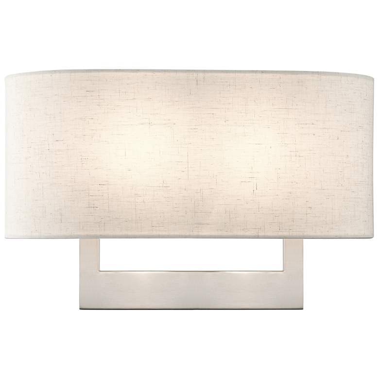 Image 2 Livex Donner 15" Wide Nickel and Oatmeal Shade Wall Sconce