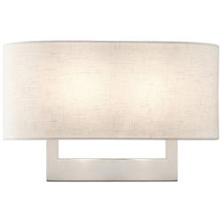Livex Donner 15" Wide Nickel and Oatmeal Shade Wall Sconce