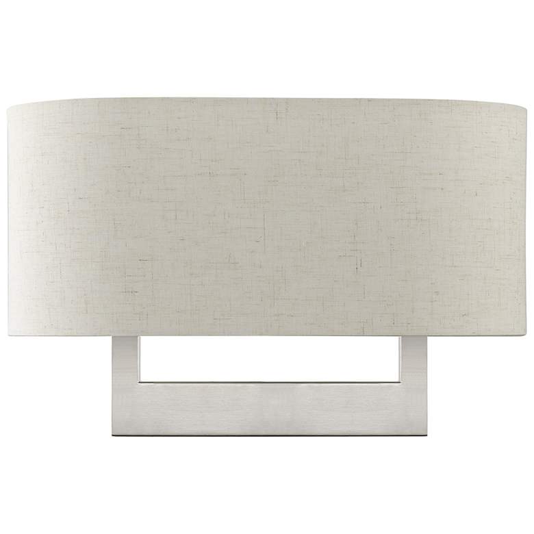 Image 4 Livex Donner 15" Wide Nickel and Oatmeal Shade Wall Sconce more views