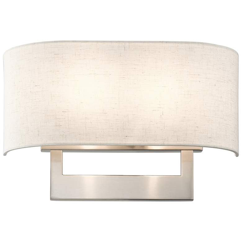 Image 5 Livex Donner 15" Wide Nickel and Oatmeal Shade Wall Sconce more views