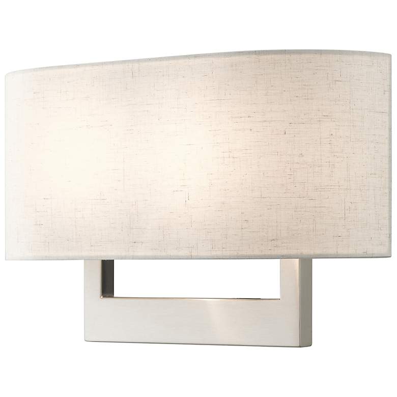Image 6 Livex Donner 15" Wide Nickel and Oatmeal Shade Wall Sconce more views