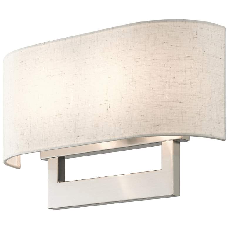 Image 7 Livex Donner 15" Wide Nickel and Oatmeal Shade Wall Sconce more views