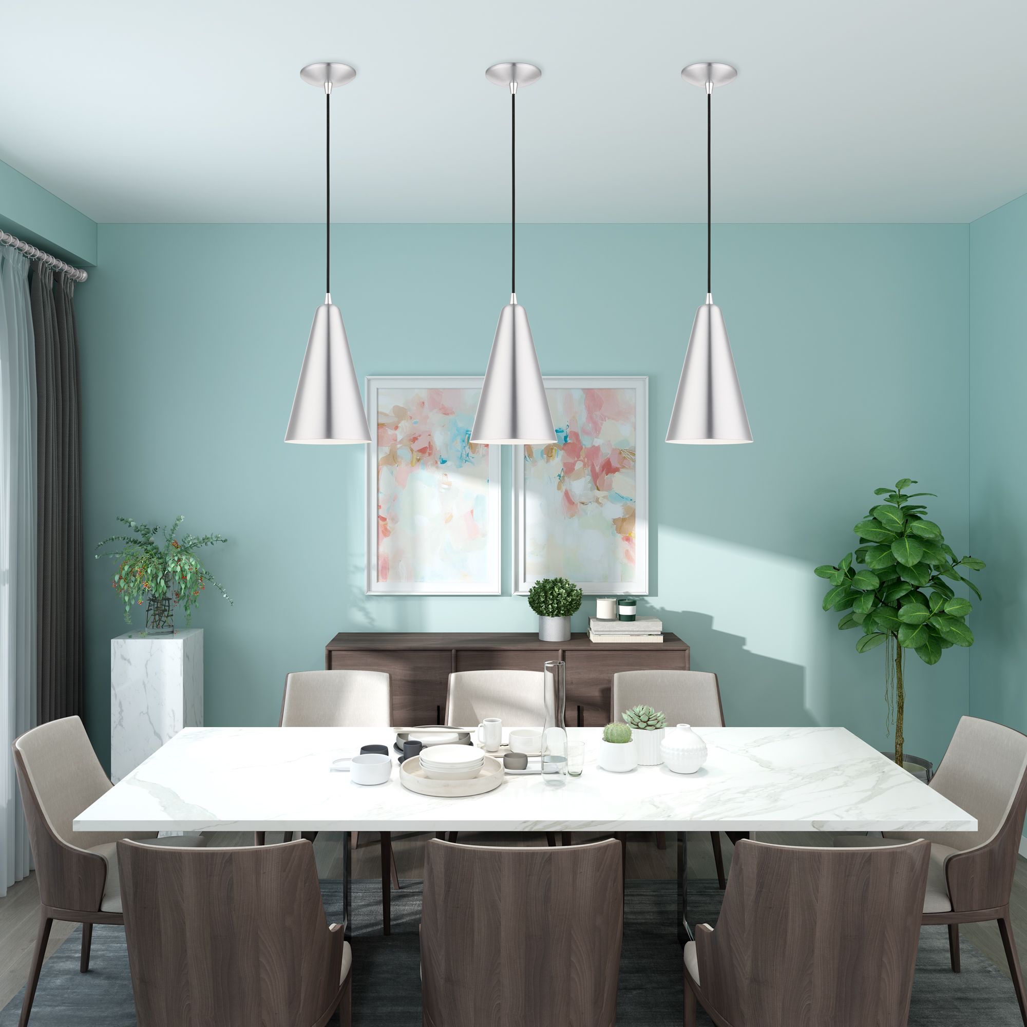 Livex Dulce 7 1/2" Wide Brushed Aluminum Mini Pendant