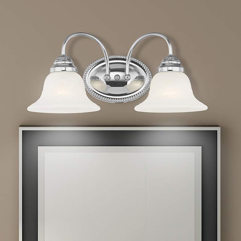 Image 1 Livex Edgemont 17" Wide 2-Light Chrome Finish Vanity Bath Light
