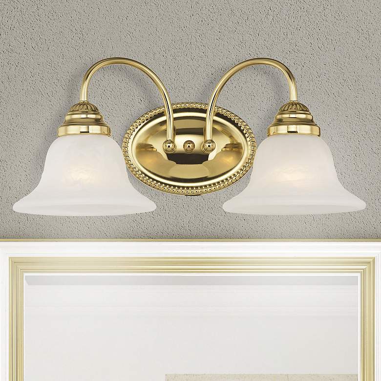 Image 2 Livex Edgemont 17" Wide 2-Light Polished Brass Bath Vanity Light