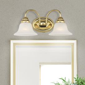 Livex Edgemont 17" Wide 2-Light Polished Brass Bath Vanity Light Livex Edgemont 17" Wide 2-Light Polished Brass Bath Vanity Light