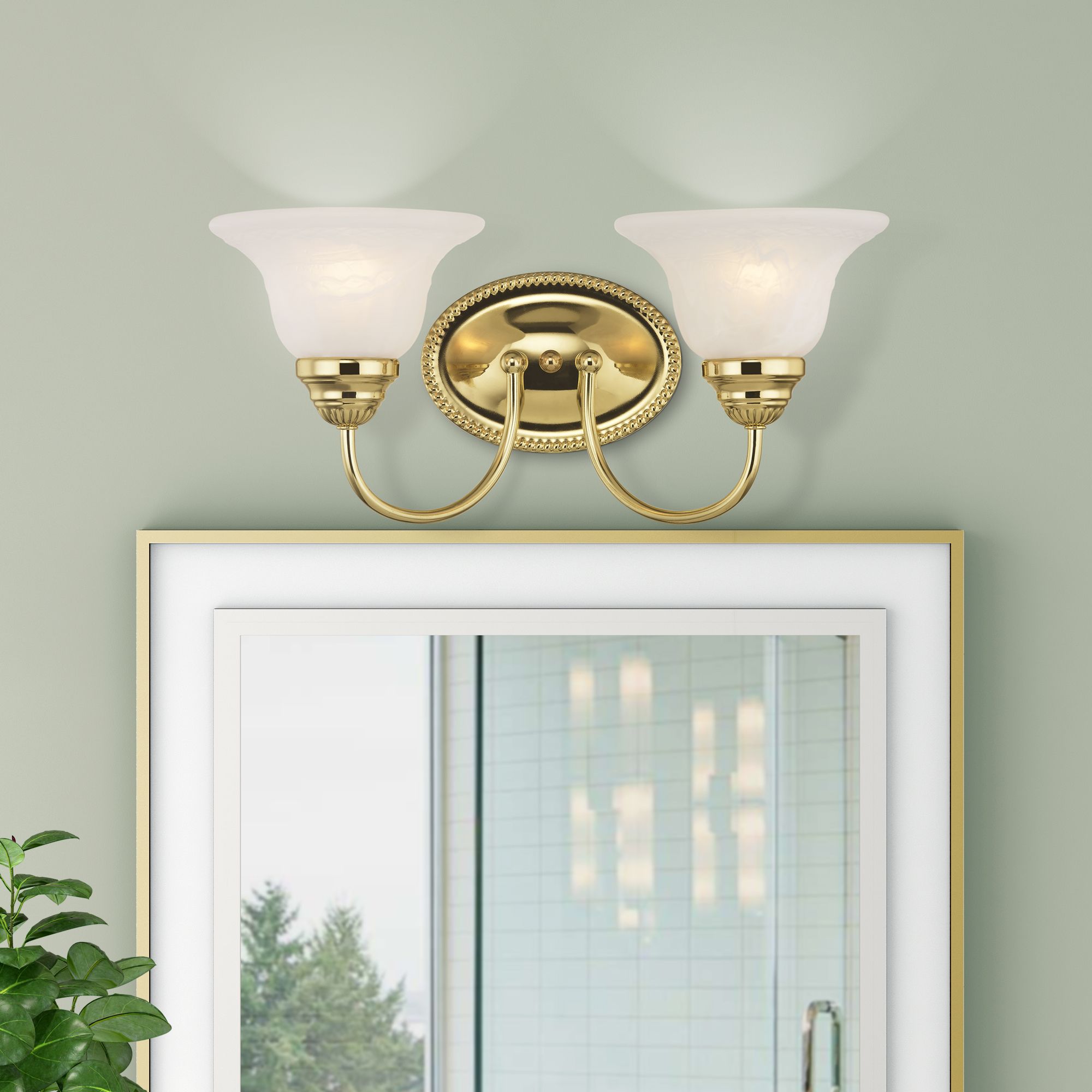 Livex Edgemont 17" Wide 2-Light Polished Brass Bath Vanity Light in scene