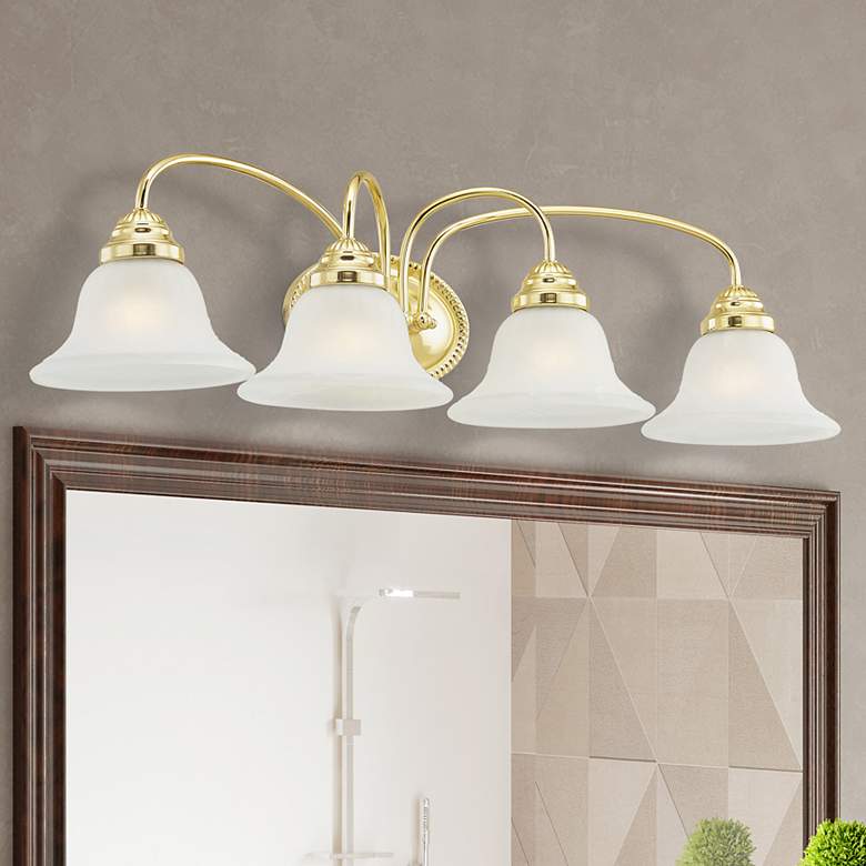 Image 2 Livex Edgemont 30.5 inch Wide 4-Light Polished Brass Bath Vanity Light