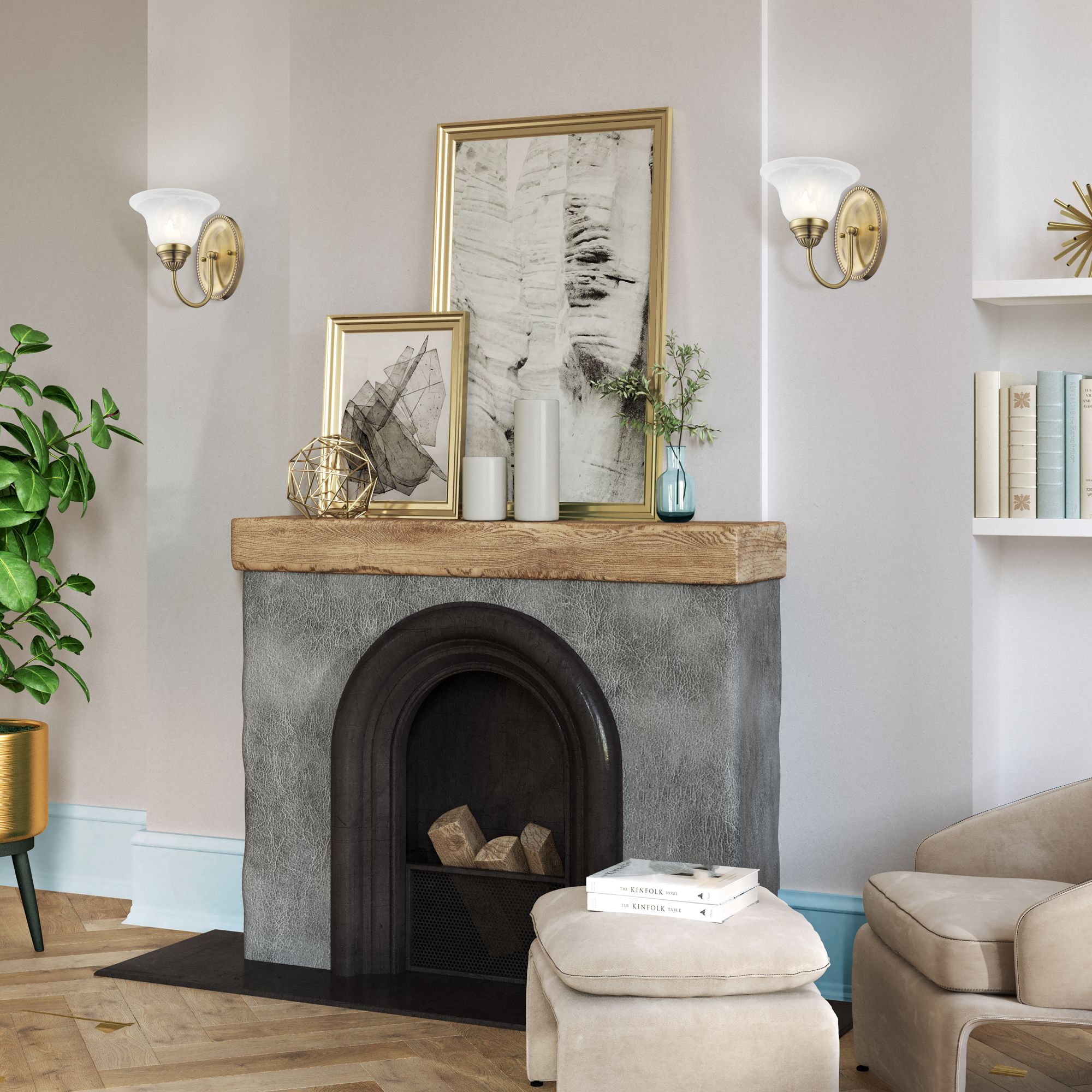 Livex Edgemont 8" High Antique Brass Wall Sconce