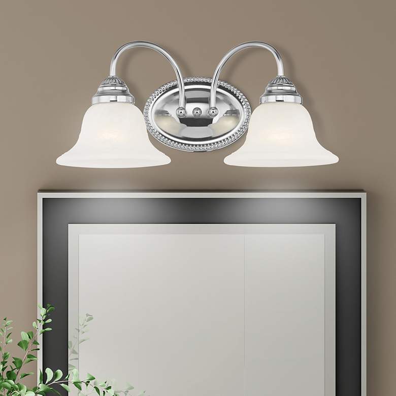 Image 1 Livex Edgemont 8" High Polished Chrome 2-Light Wall Sconce