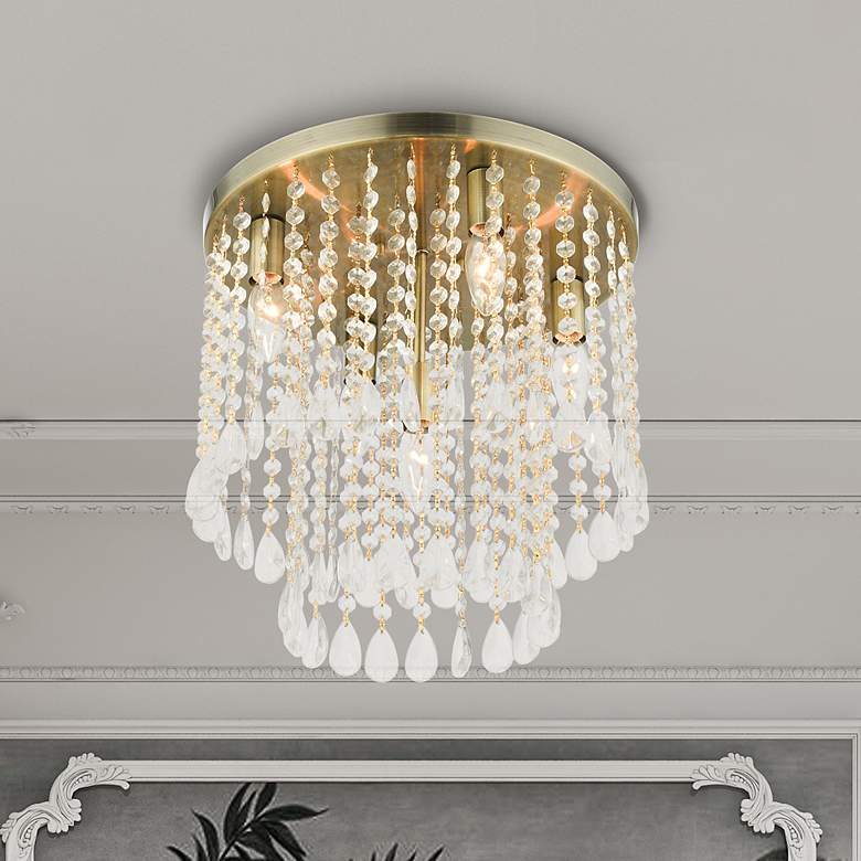 Image 1 Livex Elizabeth 13 3/4"W Antique Brass 5-Light Ceiling Light